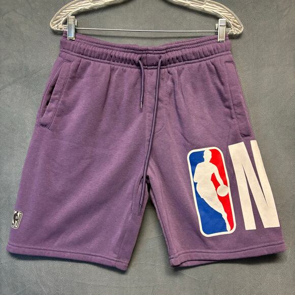 NBA Sweat Shorts Mens Medium Big Graphic Print Logo Basketball Athletic Gym - Picture 1 of 9